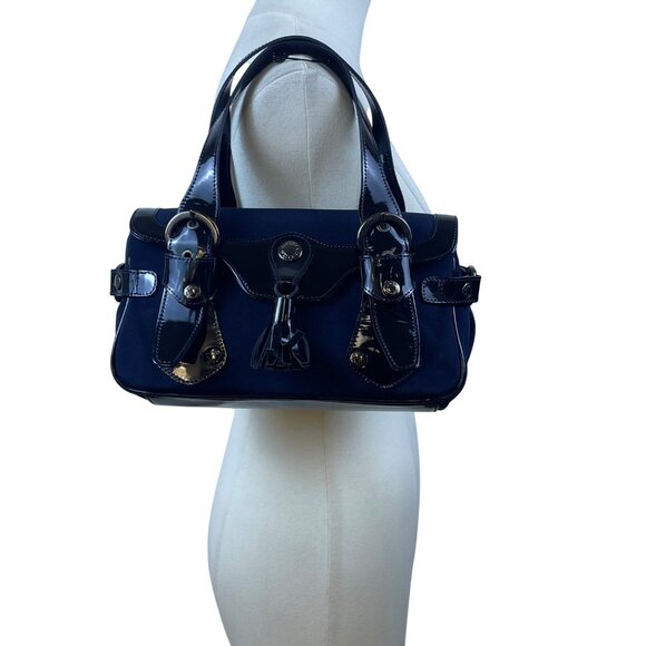 Stuart Weitzman Women’s Blue Patent Leather Accent Tassel Buckle Detail Tote - Picture 11 of 12